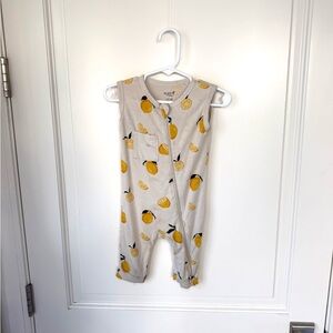Kyte Baby Lemon Print Overalls Sleeveless Romper 12-18M - FAIR CONDITION